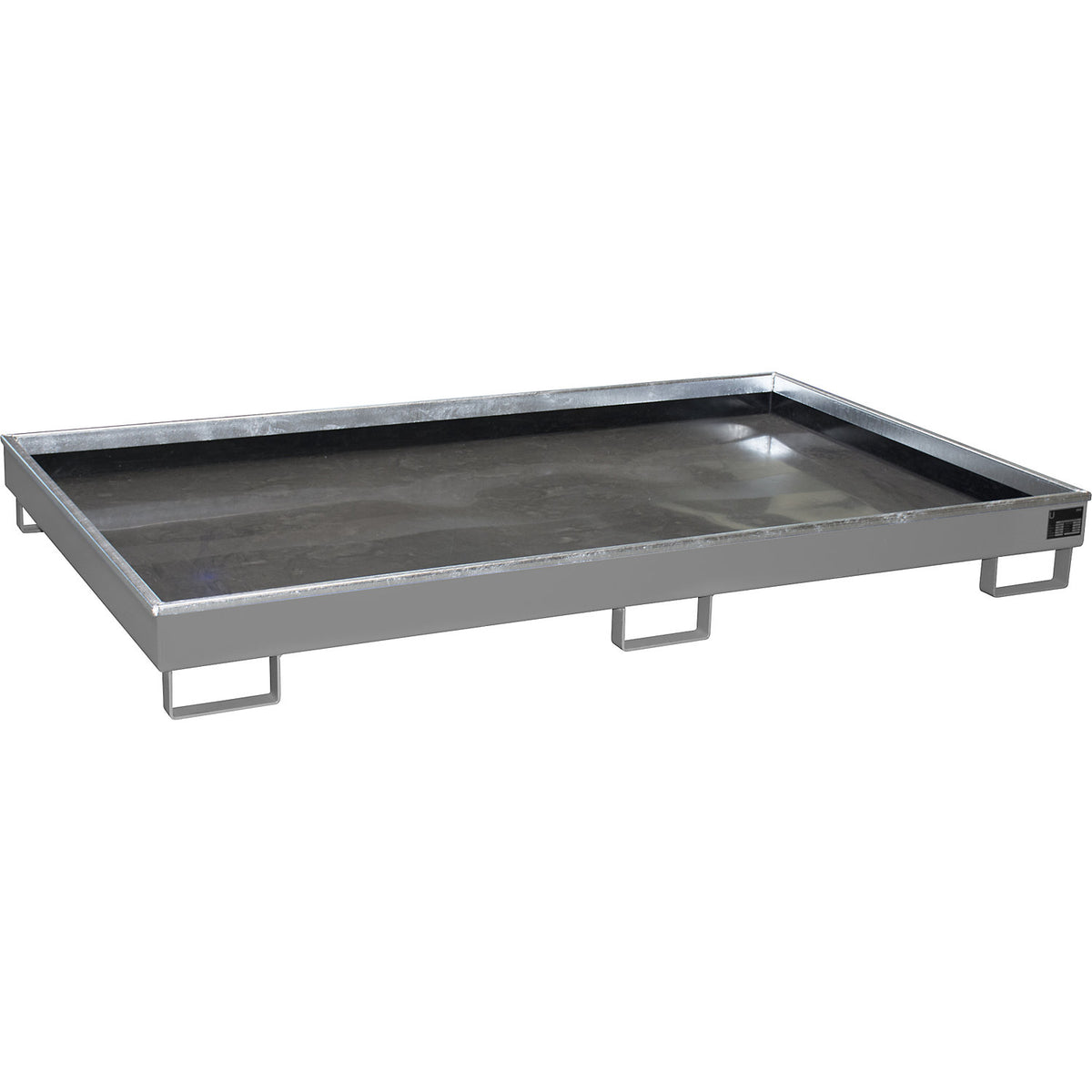 Base sump tray with PE insert, 240 l sump capacity, LxWxH 2165 x 1315 x 230 mm, grey.
