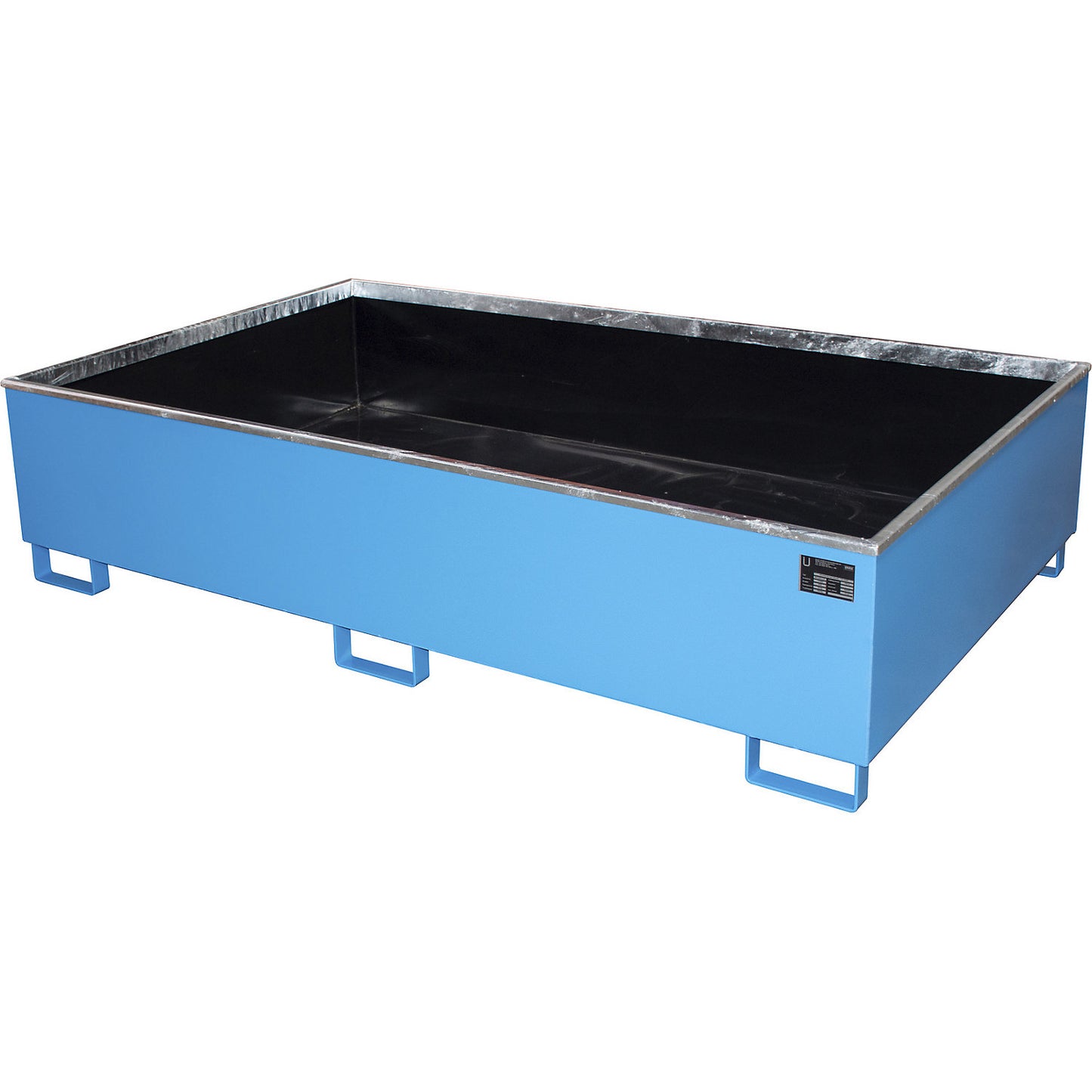 Base sump tray with PE insert, 1000 l sump capacity, LxWxH 2165 x 1315 x 510 mm, blue.