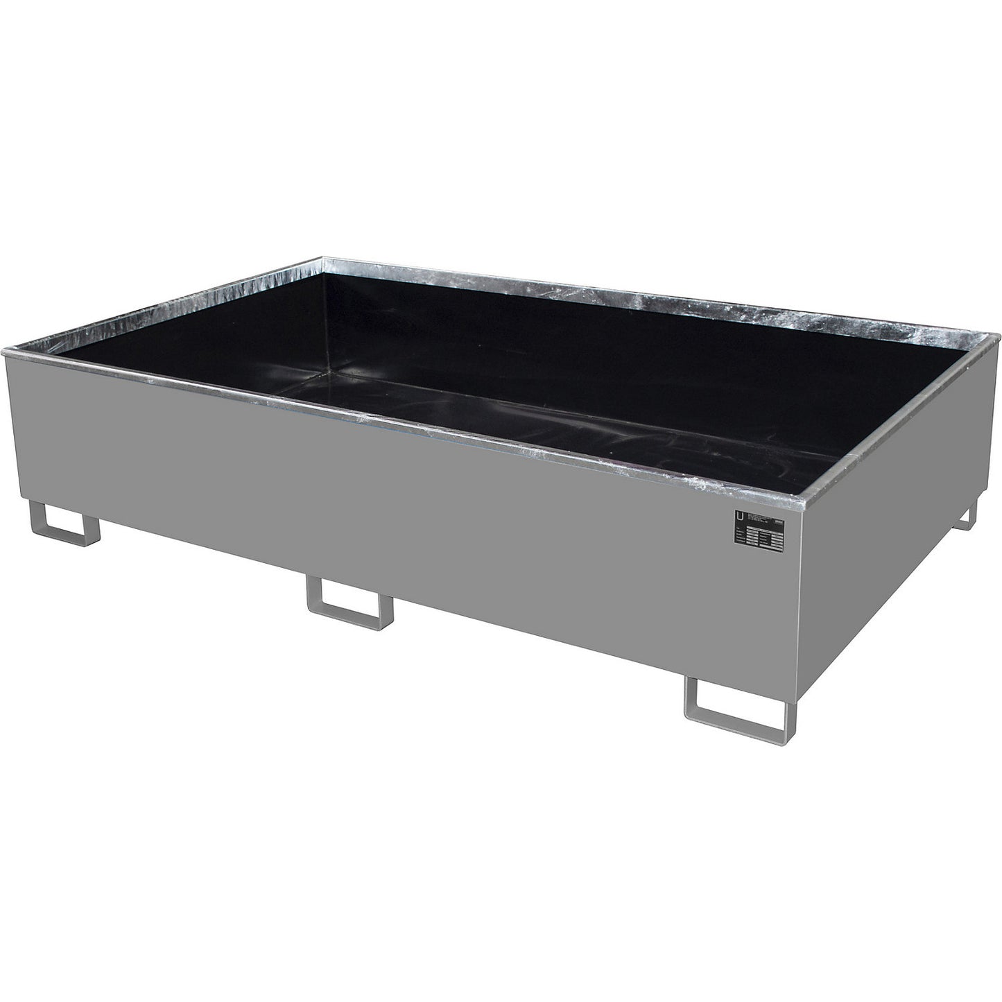 Base sump tray with PE insert, 1000 l sump capacity, LxWxH 2165 x 1315 x 510 mm, grey.