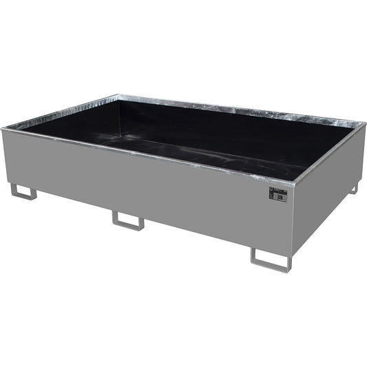 Base sump tray with PE insert, 1000 l sump capacity, LxWxH 2165 x 1315 x 510 mm, grey.