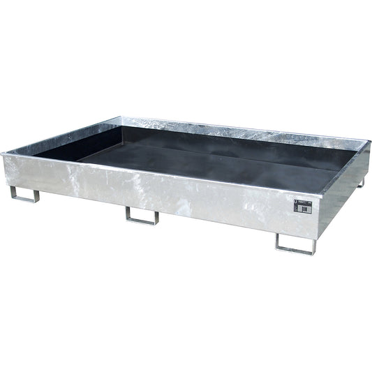 Base sump tray with PE insert, 1000 l sump capacity, LxWxH 2165 x 1315 x 510 mm, zinc plated.