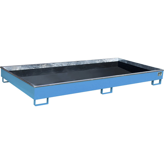 Base sump tray with PE insert, PE insert, 240 l, 2665 x 1315 x 210 mm, blue.