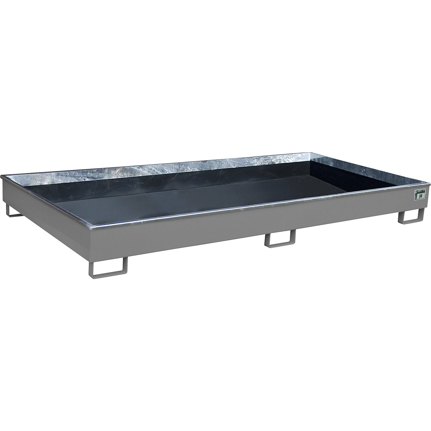 Base sump tray with PE insert, PE insert, 240 l, 2665 x 1315 x 210 mm, grey.