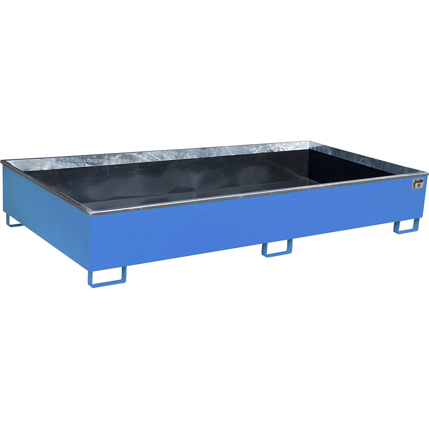 Base sump tray with PE insert, 1000 l sump capacity, LxWxH 2665 x 1315 x 440 mm, blue.