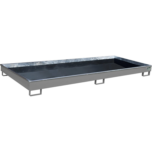 Base sump tray with PE insert, 240 l sump capacity, LxWxH 3265 x 1315 x 195 mm, grey.
