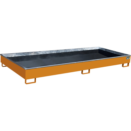 Base sump tray with PE insert, PE insert, 540 l, 3265 x 1315 x 270 mm, orange.