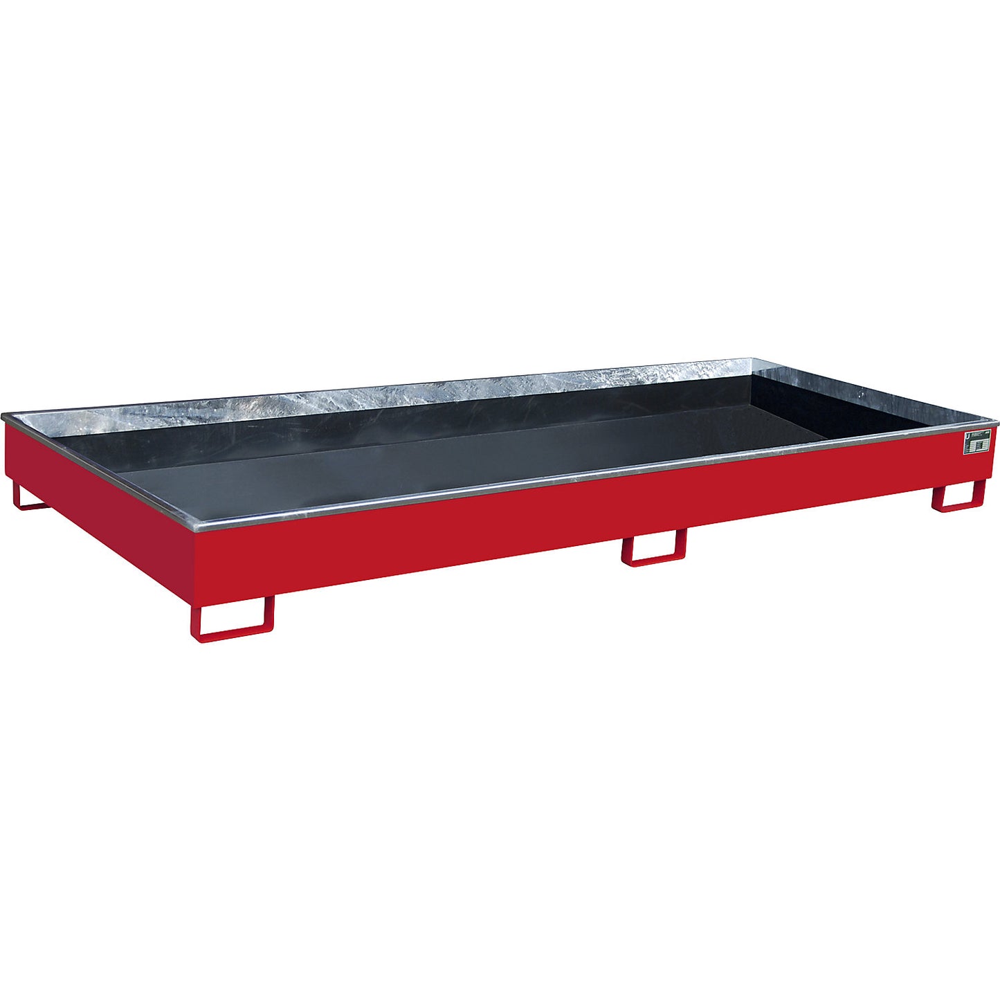 Base sump tray with PE insert, PE insert, 540 l, 3265 x 1315 x 270 mm, red.