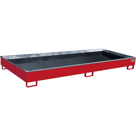 Base sump tray with PE insert, PE insert, 540 l, 3265 x 1315 x 270 mm, red.