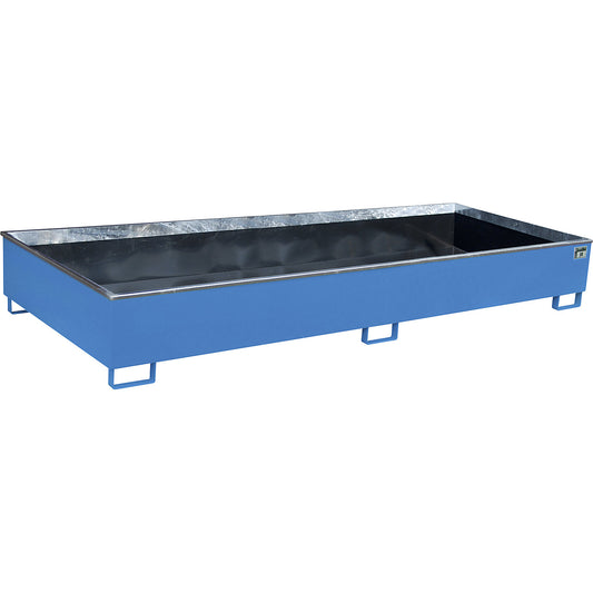 Base sump tray with PE insert, 1000 l sump capacity, LxWxH 3265 x 1315 x 385 mm, blue.