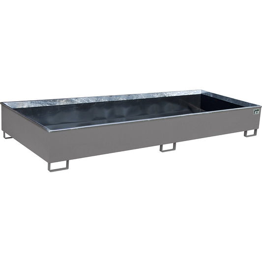 Base sump tray with PE insert, 1000 l sump capacity, LxWxH 3265 x 1315 x 385 mm, grey.