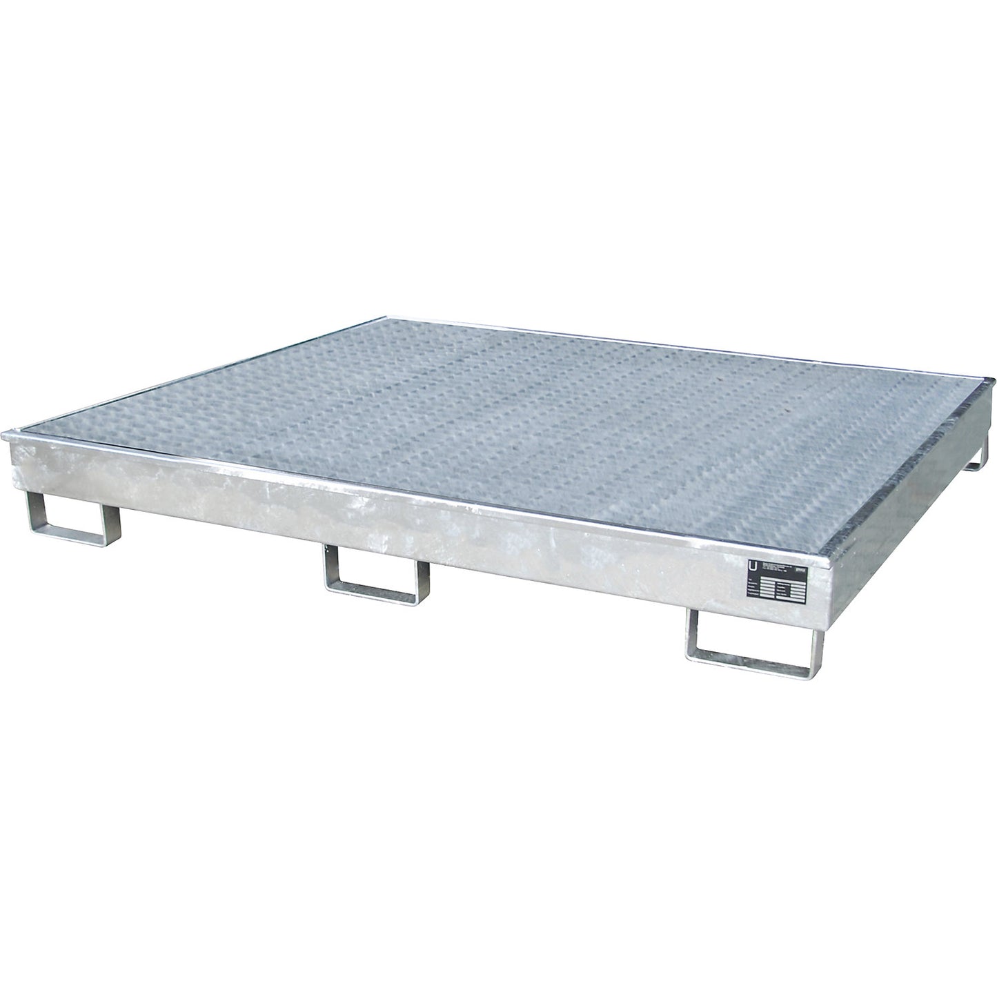 Base sump tray with PE insert, with grate, 256 l, LxWxH 1765 x 1315 x 255 mm, zinc plated.