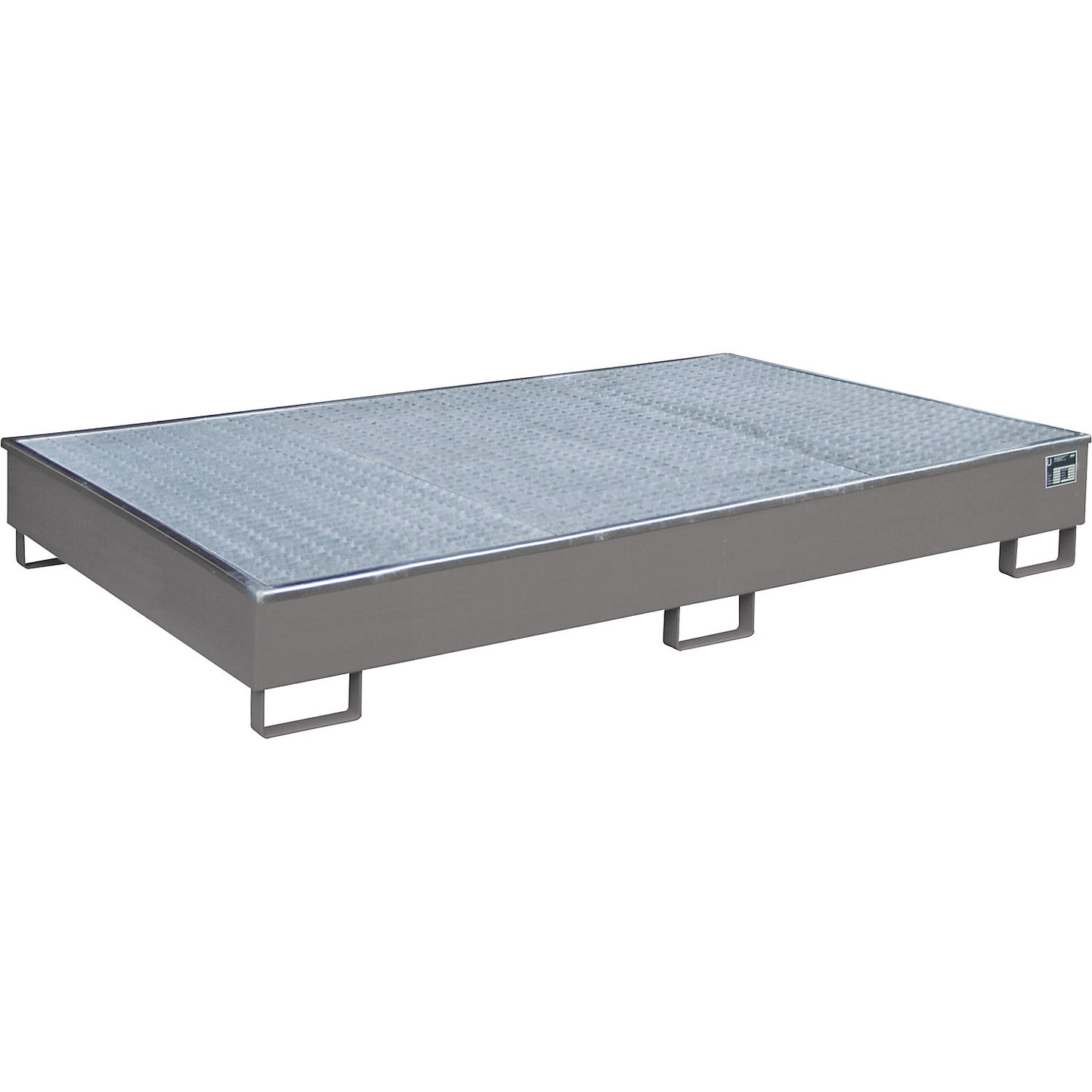 Base sump tray with PE insert, with grate, 1000 l, LxWxH 2165 x 1315 x 510 mm, grey.
