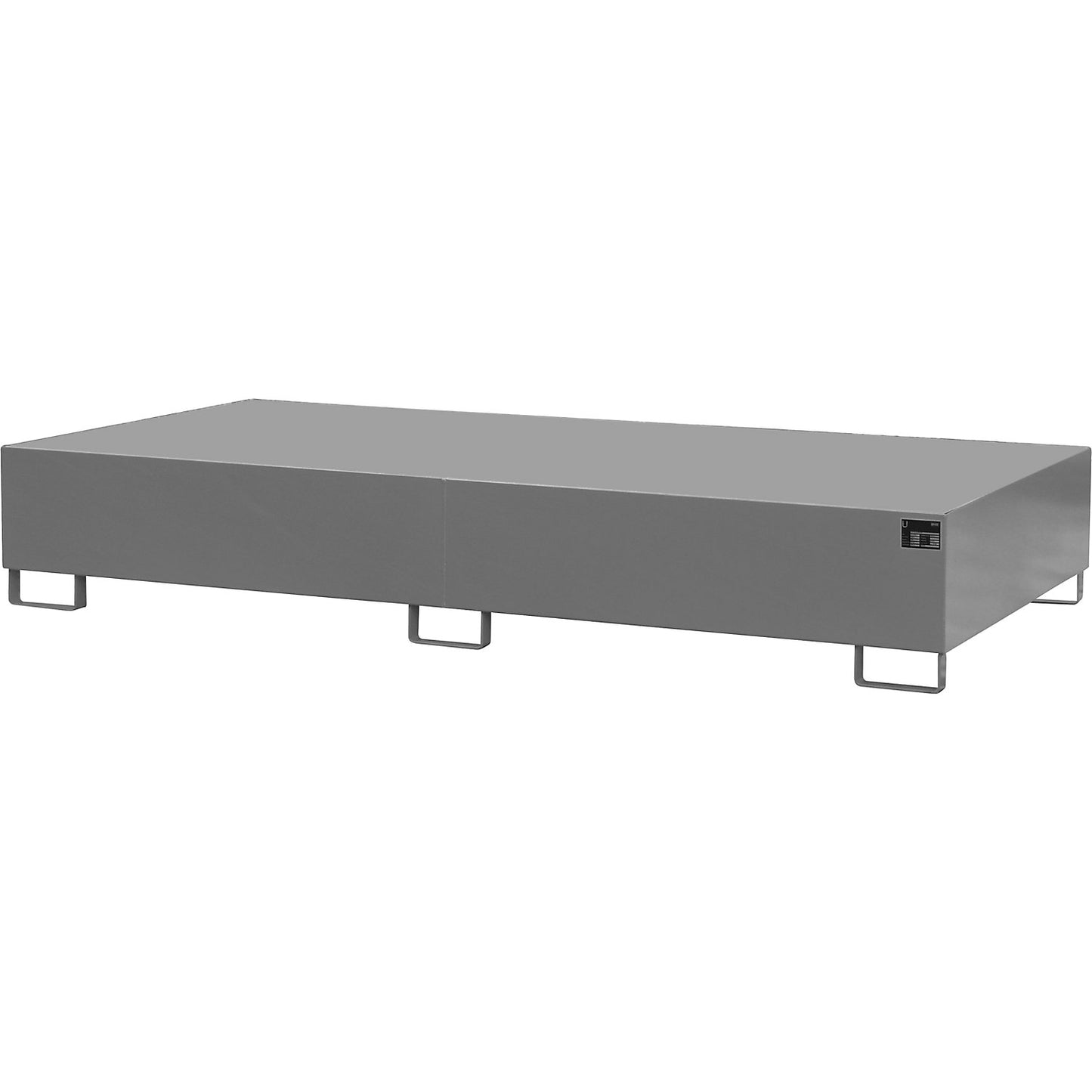 Stainless steel sump tray, for liquid storage container, 2 IBC, LxWxH 2650 x 1300 x 435 mm.
