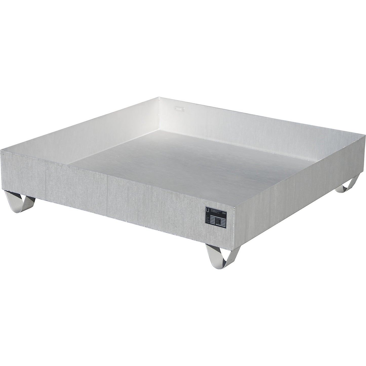 Stainless steel sump tray, for 200 l drums, 4 drums, LxWxH 1200 x 1200 x 285 mm.