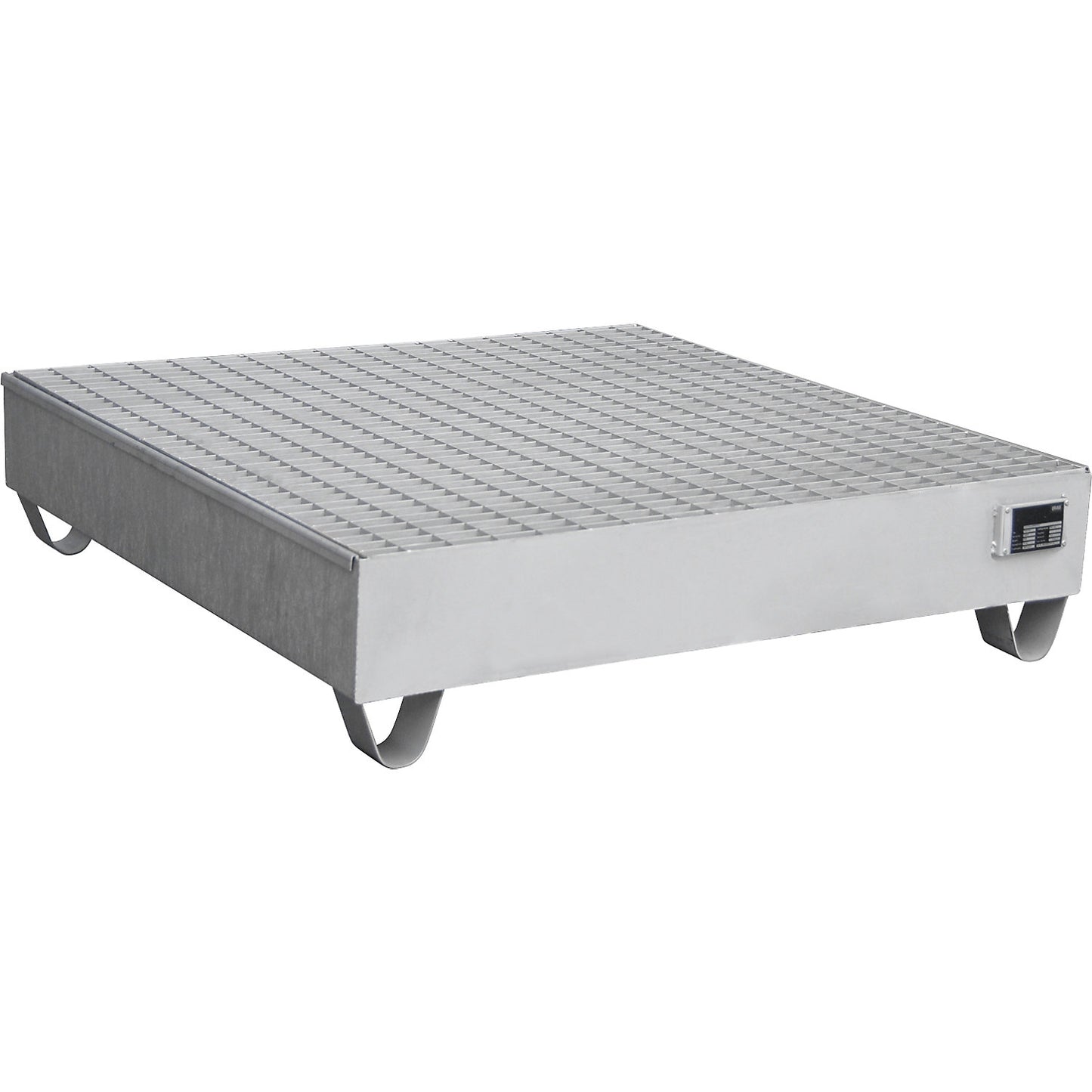 Stainless steel sump tray, for 200 l drums, 4 drums, LxWxH 1200 x 1200 x 285 mm.