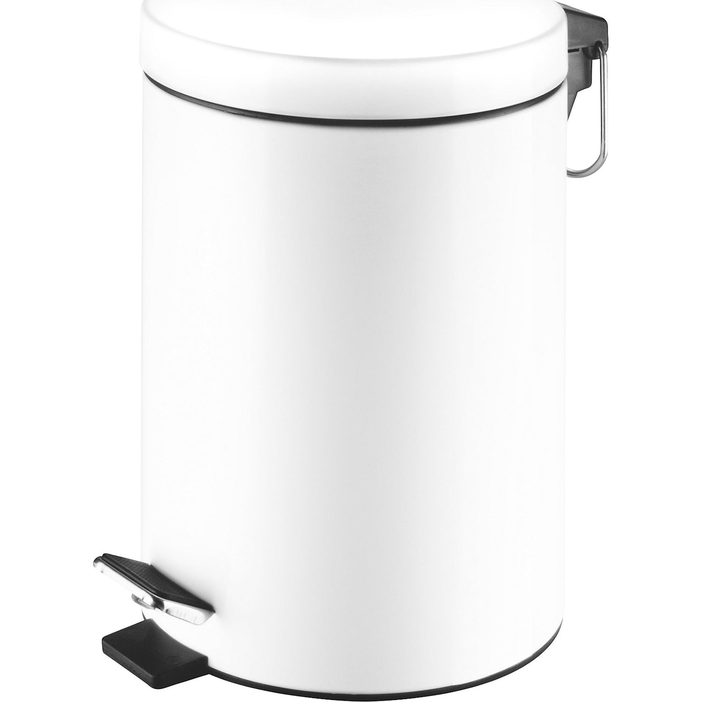 Cosmetic waste pedal bin made of steel, capacity 5 l, HxWxD 320 x 210 x 280 mm, coated in white.