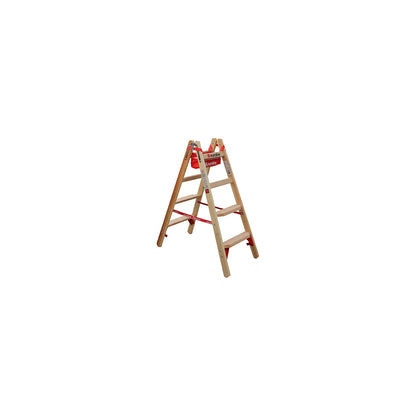 Wooden step ladder with comfort steps, double sided access, 2 x 4 steps.