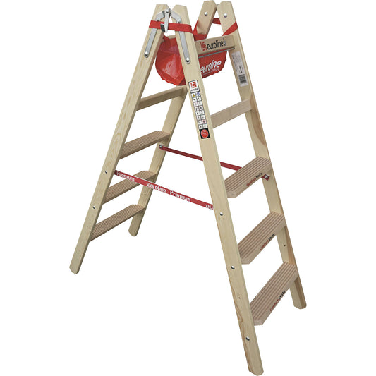Wooden step ladder with comfort steps, double sided access, 2 x 5 steps.