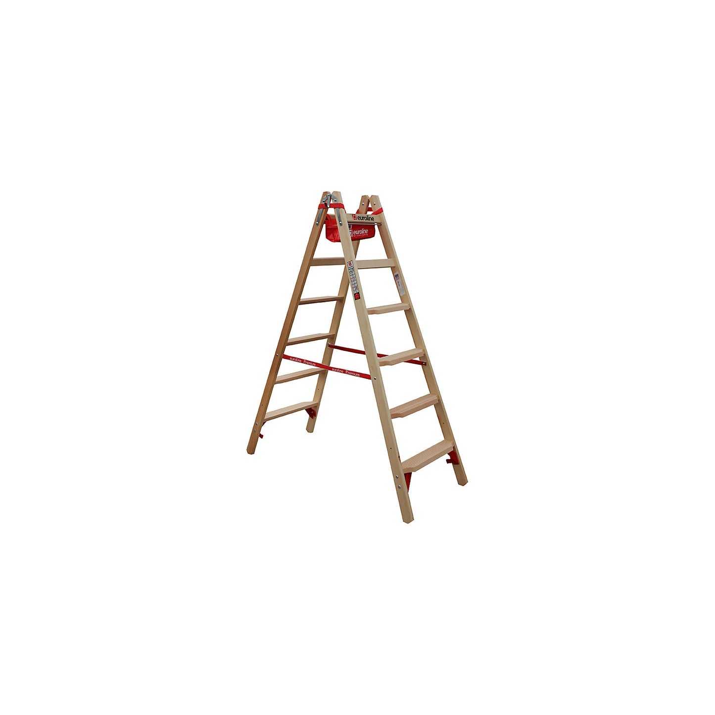 Wooden step ladder with comfort steps, double sided access, 2 x 6 steps.
