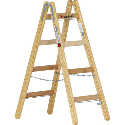 Wooden rung ladder, with bucket hook, 2 x 4 rungs.