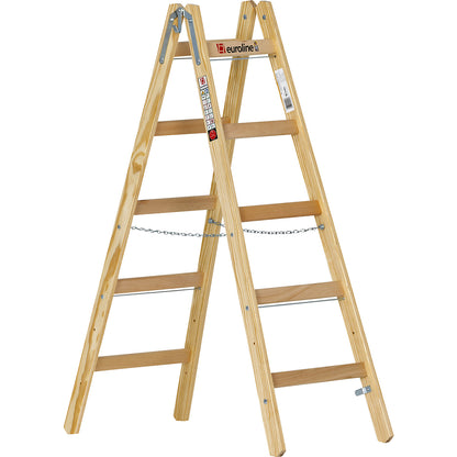Wooden rung ladder, with bucket hook, 2 x 5 rungs.
