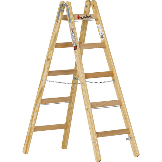 Wooden rung ladder, with bucket hook, 2 x 5 rungs.