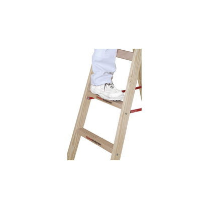 Wooden step ladder with wide comfort rungs, double sided access, 2 x 5 rungs.