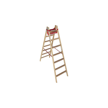 Wooden step ladder with wide comfort rungs, double sided access, 2 x 7 rungs.