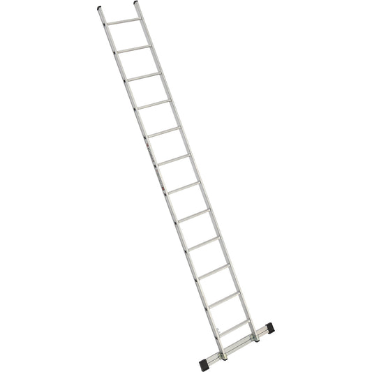 Lean to rung ladder, width 410 mm, 12 rungs with beam.