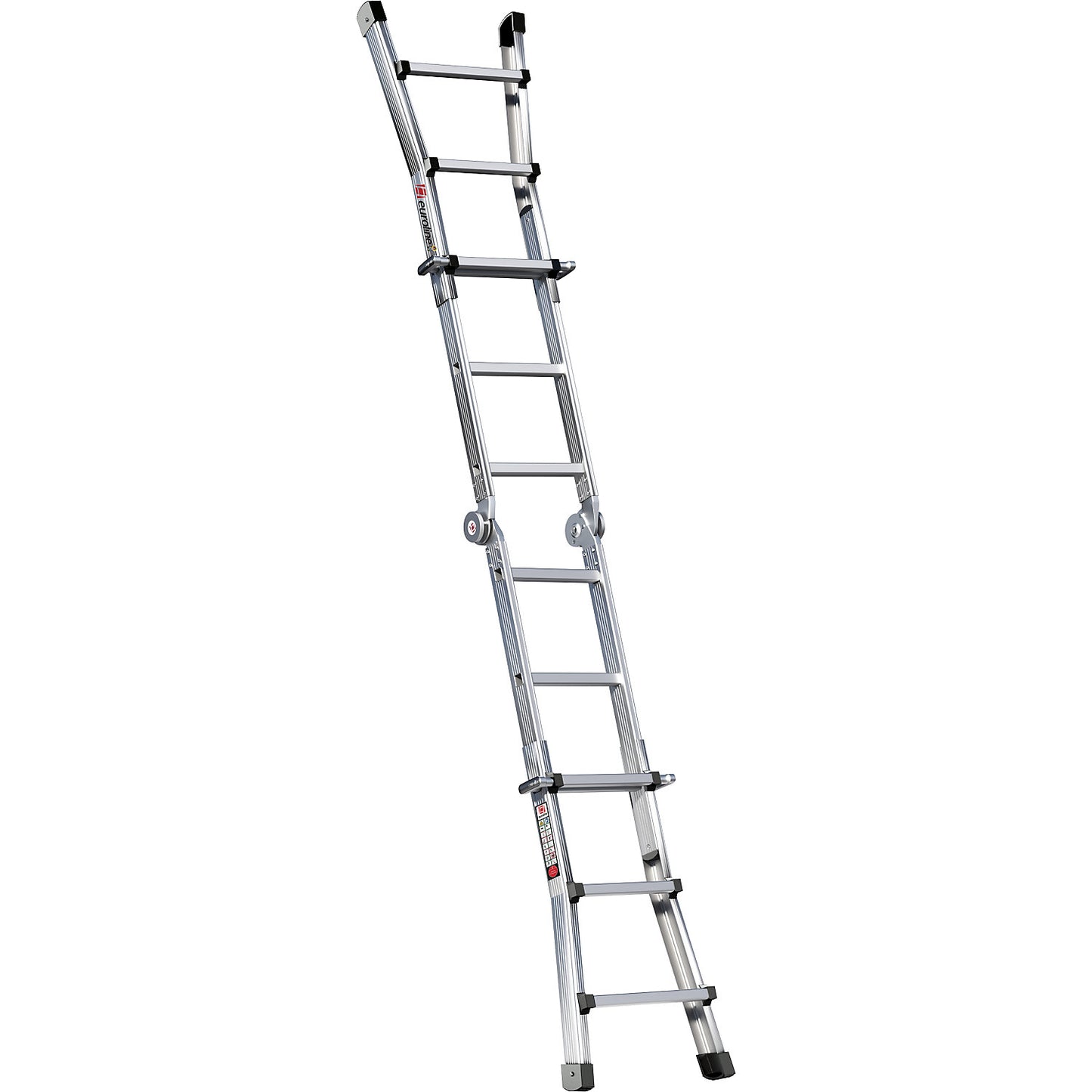 Alu-Vario folding ladder, with telescopic rails, 4 x 3 rungs.