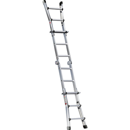 Alu-Vario folding ladder, with telescopic rails, 4 x 3 rungs.