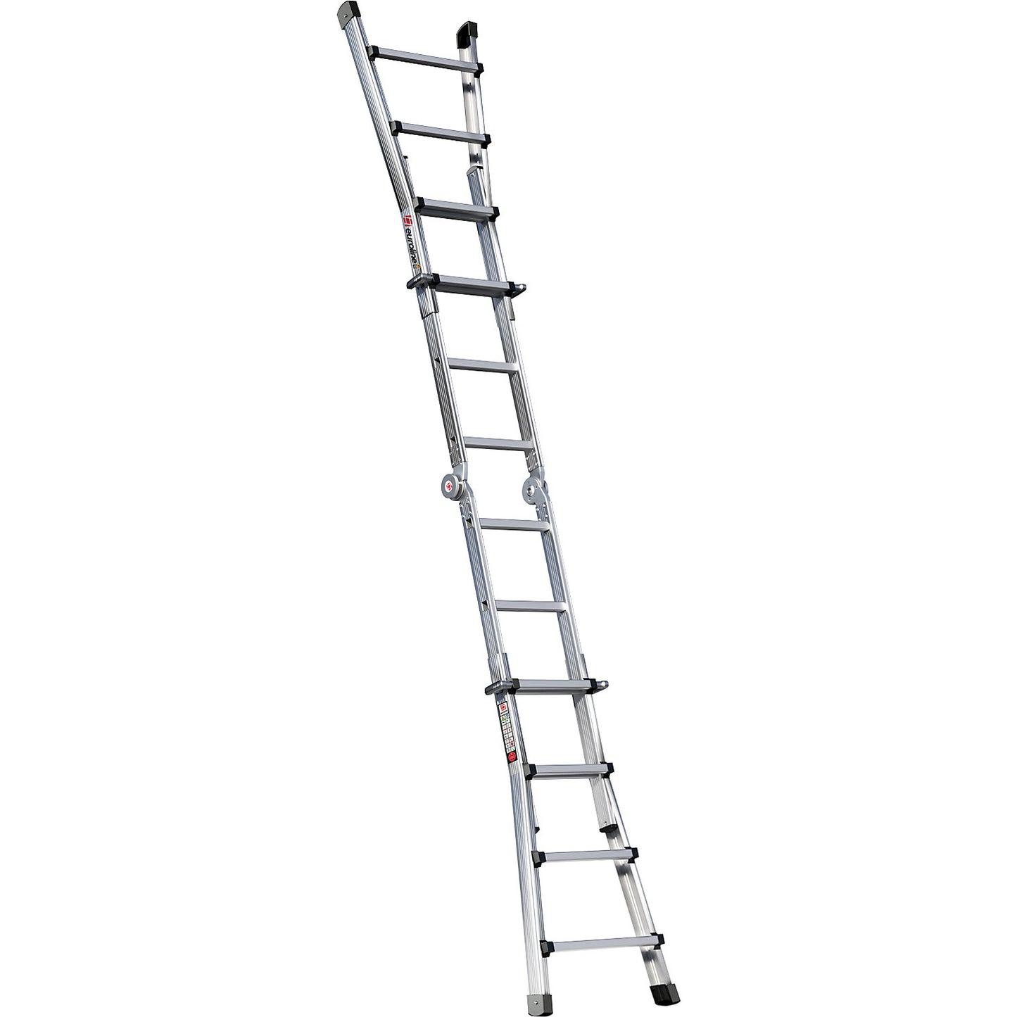Alu-Vario folding ladder, with telescopic rails, 4 x 4 rungs.
