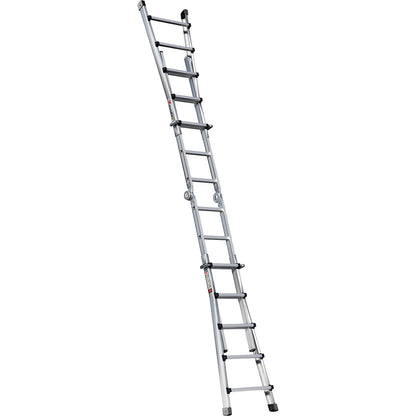 Alu-Vario folding ladder, with telescopic rails, 4 x 5 rungs.