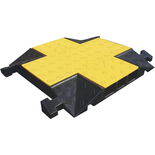 Cable bridge, height 75 mm, crossing element, black / yellow.