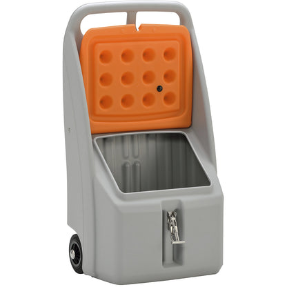 Go-Box salt spreader, capacity 70 l, LxWxH 590 x 390 x 1070 mm, grey/orange.