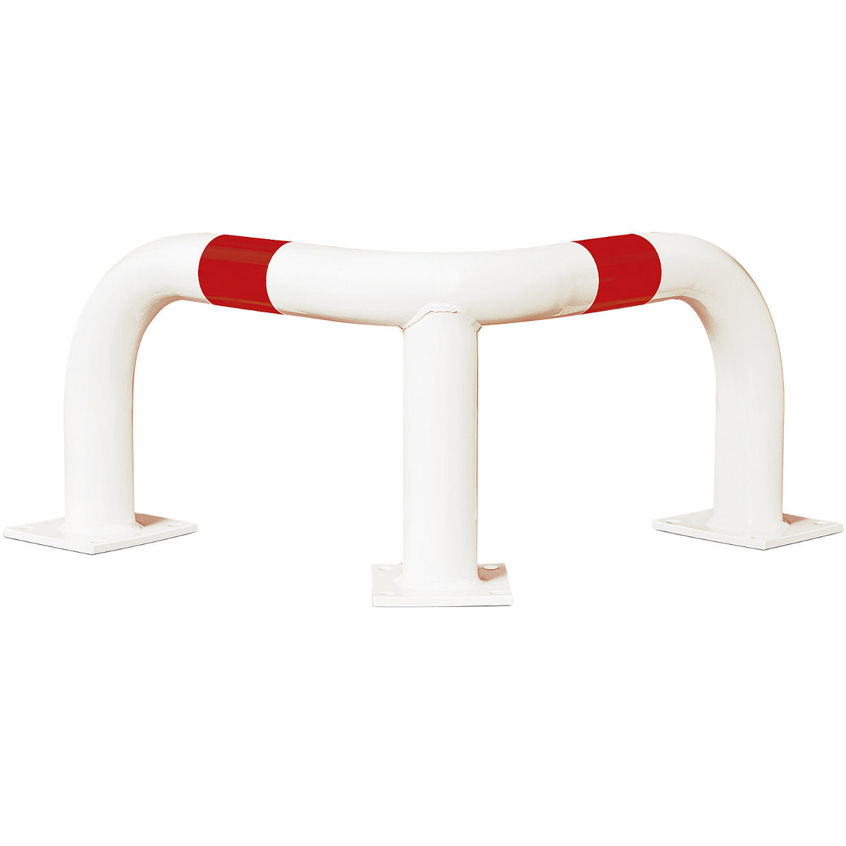 Corner crash protection bar, quality steel, Ø 76 mm, for outdoor use, height 350 mm, white/red reflective.