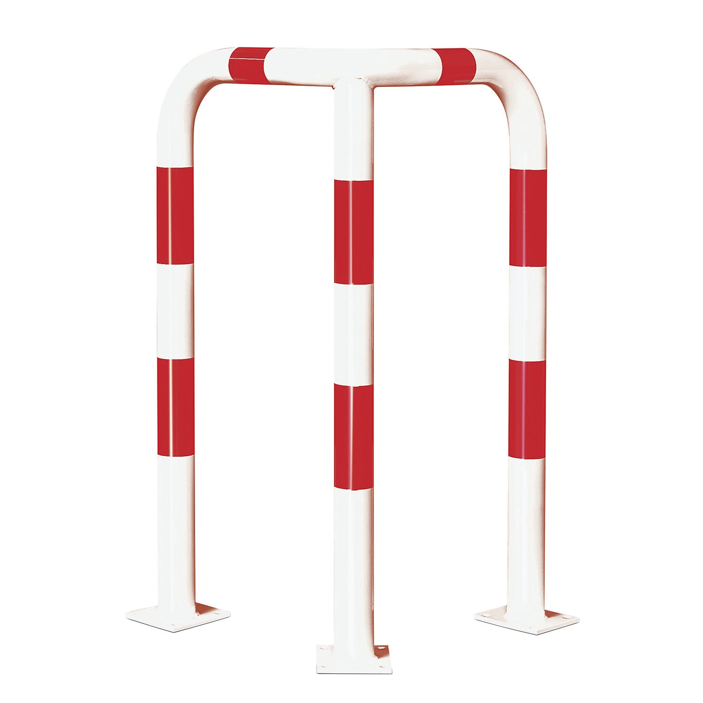 Corner crash protection bar, quality steel, Ø 76 mm, for outdoor use, height 1200 mm, white/red reflective.