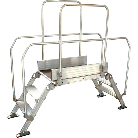 Aluminium ladder bridging, overall max. load 200 kg, 3 steps, platform 900 x 530 mm.