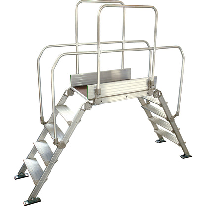 Aluminium ladder bridging, overall max. load 200 kg, 5 steps, platform 900 x 530 mm.