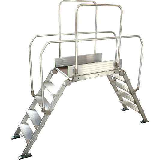 Aluminium ladder bridging, overall max. load 200 kg, 5 steps, platform 900 x 530 mm.