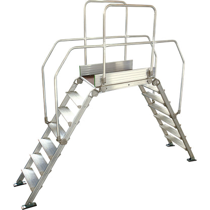 Aluminium ladder bridging, overall max. load 200 kg, 7 steps, platform 900 x 530 mm.