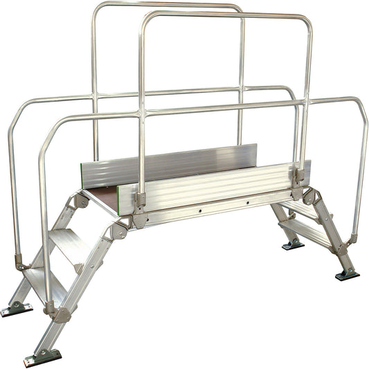 Aluminium ladder bridging, overall max. load 200 kg, 3 steps, platform 1200 x 530 mm.