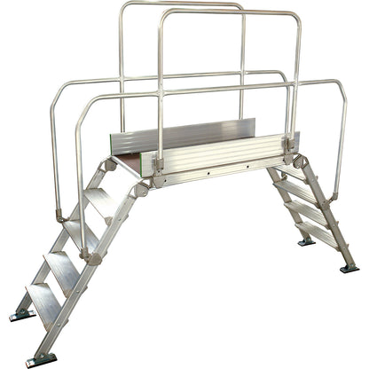 Aluminium ladder bridging, overall max. load 200 kg, 5 steps, platform 1200 x 530 mm.