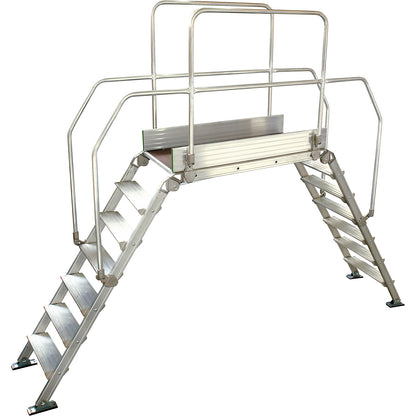 Aluminium ladder bridging, overall max. load 200 kg, 7 steps, platform 1200 x 530 mm.