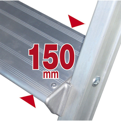 Aluminium ladder bridging, overall max. load 200 kg, 9 steps, platform 1200 x 530 mm.
