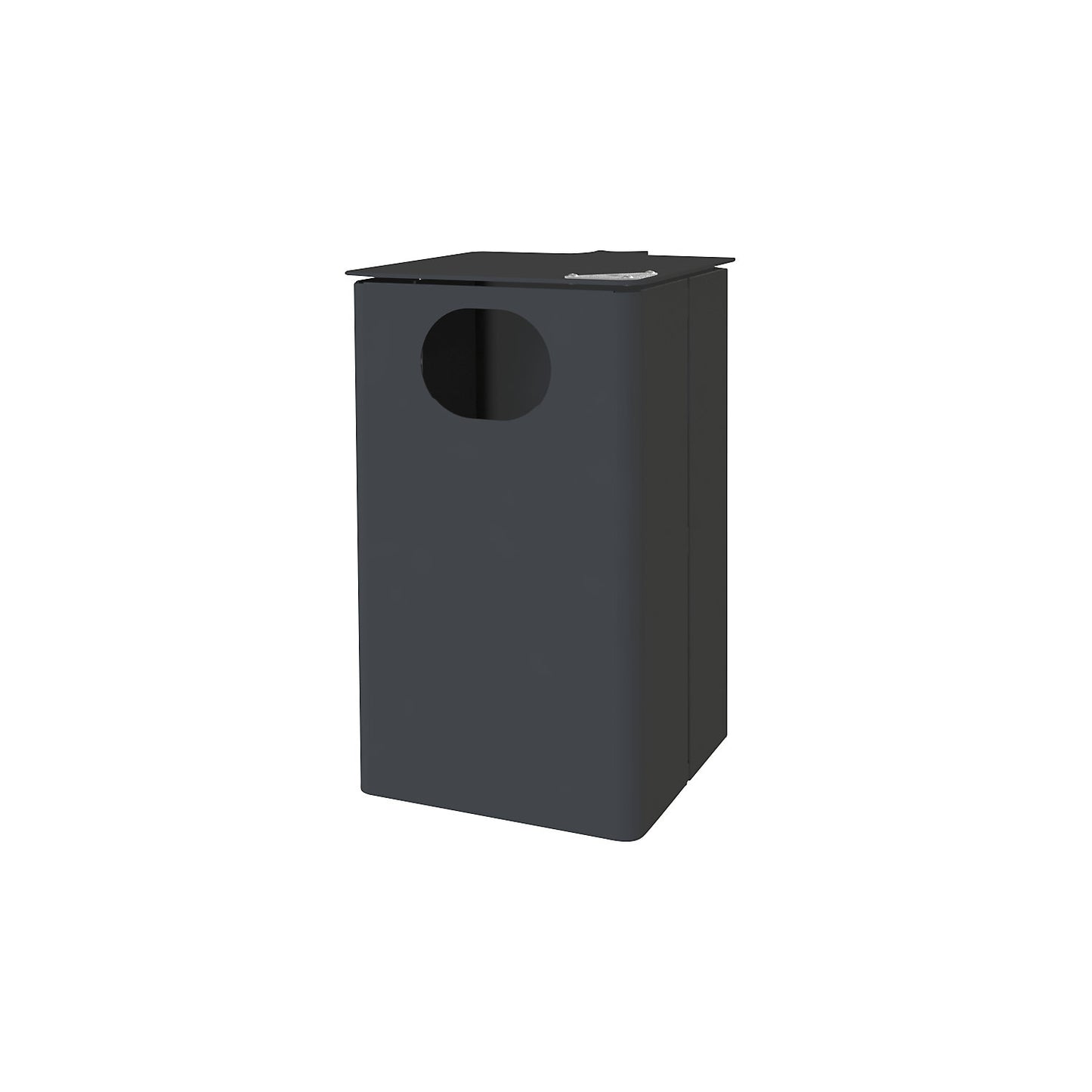 Outdoor waste collector with ashtray, capacity 35 l, HxWxD 537 x 325 x 388 mm, iron glimmer.