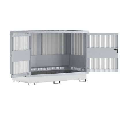 Steel hazardous goods storage depot, for 2 x 1000 litre IBC/CTC, zinc plated.