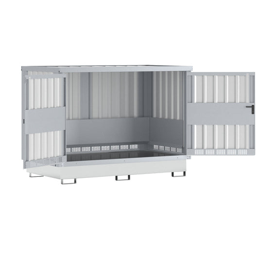 Steel hazardous goods storage depot, for 2 x 1000 litre IBC/CTC, zinc plated.