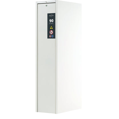 Type 90 fire resistant vertical pull-out cabinet, 1 drawer, with shelves, 5 shelves, laboratory white.