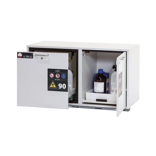 Type 90 fire resistant combination add-on drawer unit, width 1102 mm, 2 drawers, light grey.